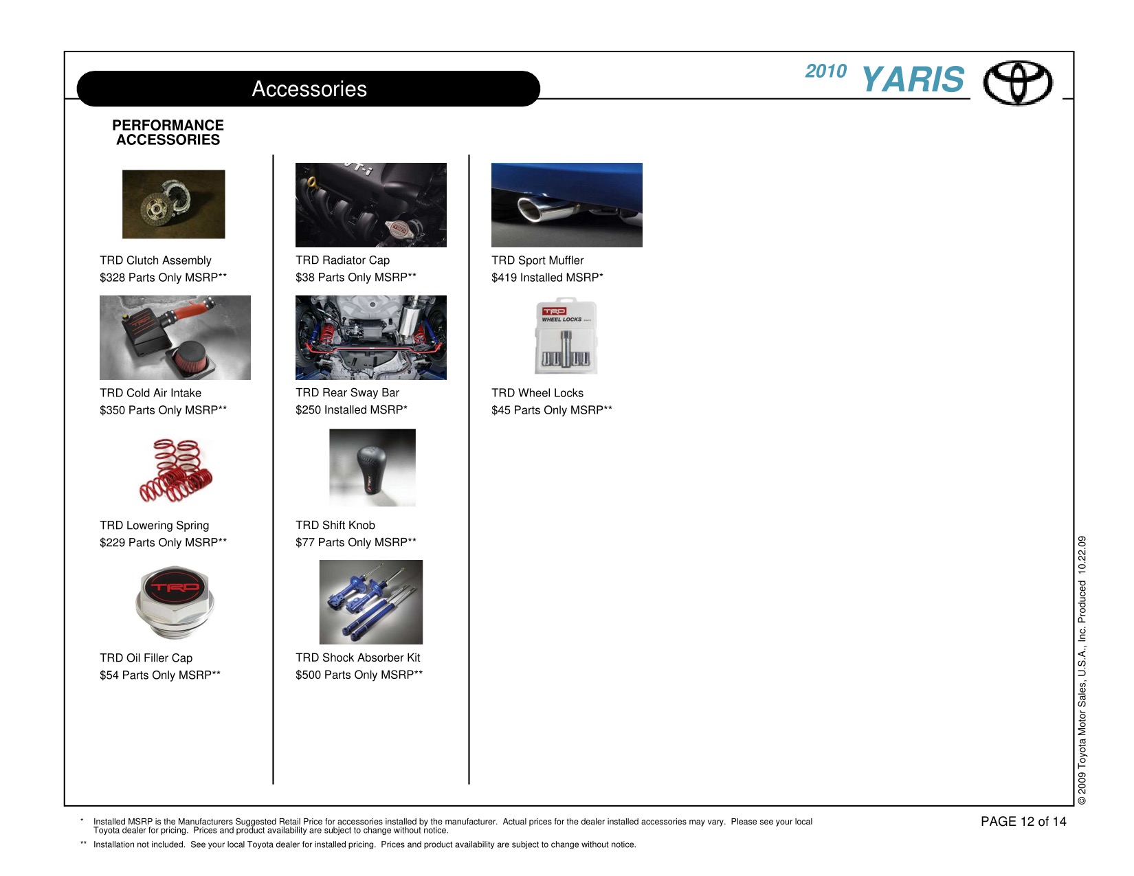 2010 Toyota Yaris Brochure Page 10